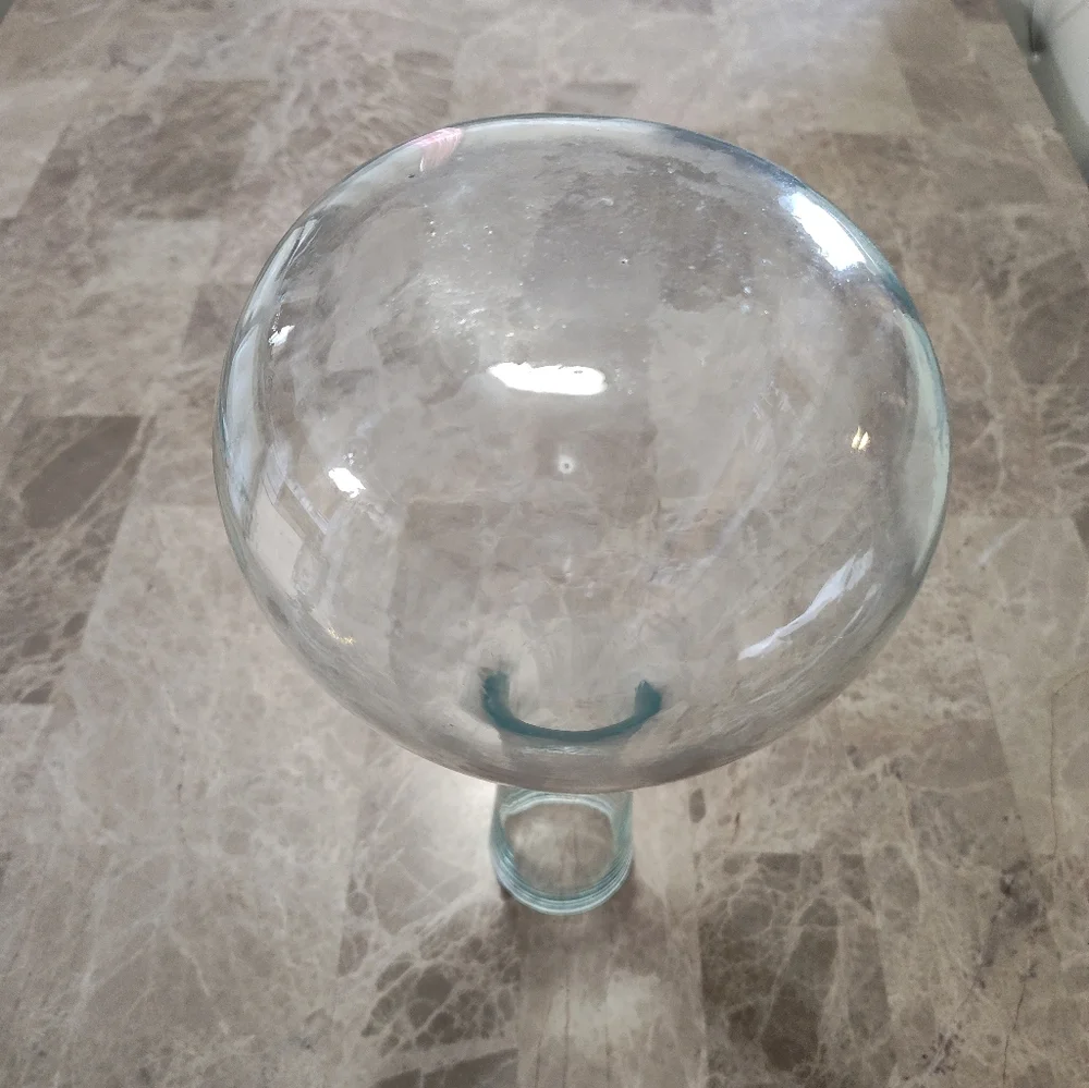 Elegant Large Clear Glass Bubble Bottom Flower Vase Or Wine Decanter Bottle